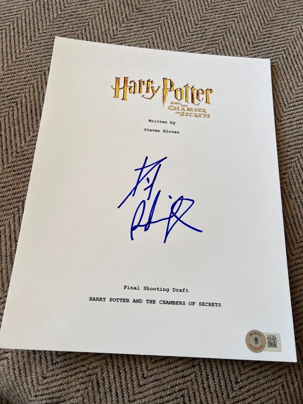 DANIEL RADCLIFFE SIGNED AUTOGRAPH SCRIPT HARRY POTTER CHAMBER SECRETS BECKETT X2