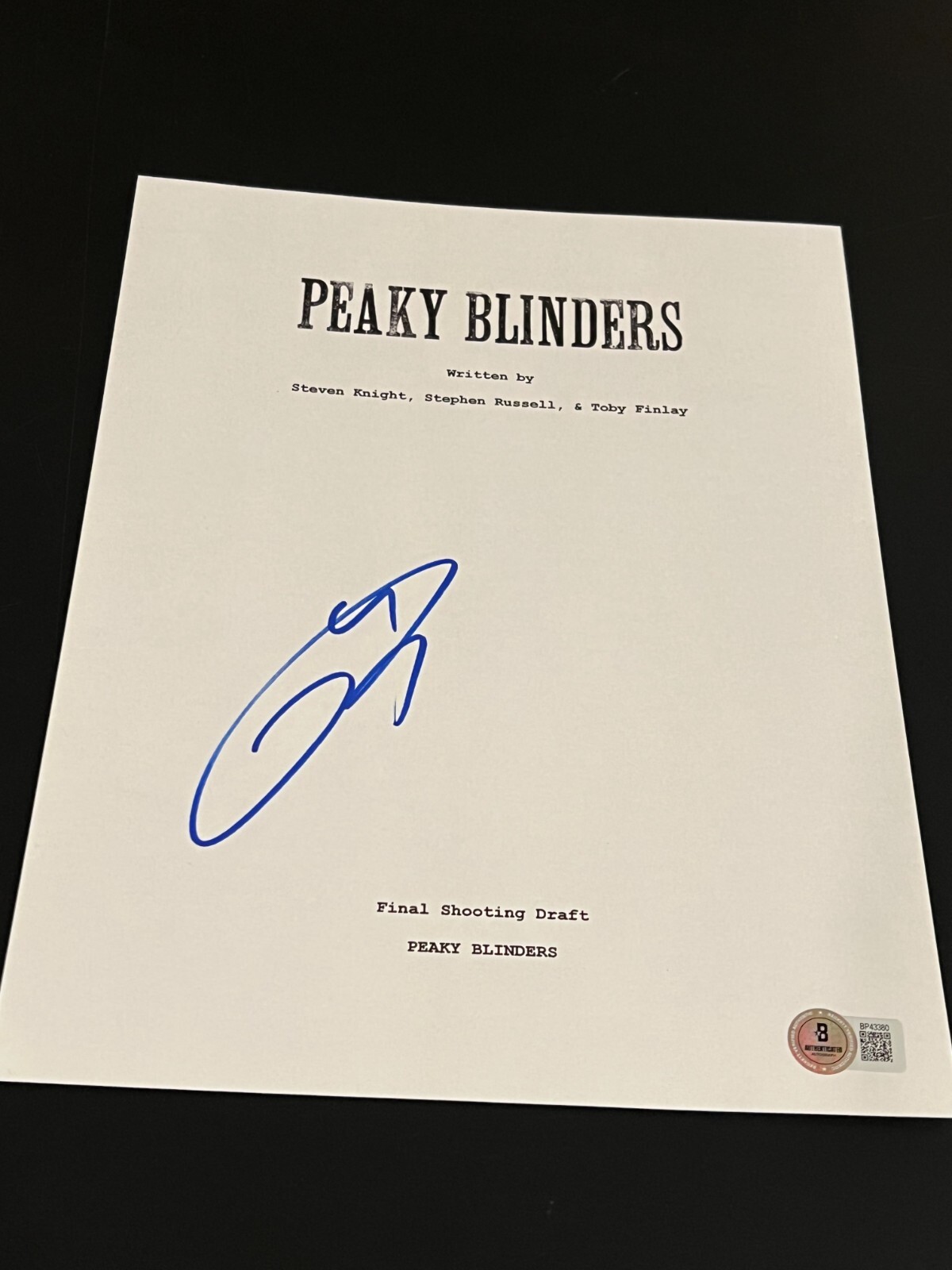 TOM HARDY SIGNED AUTOGRAPH SCRIPT PEAKY BLINDERS TELEVISION BECKETT BAS D