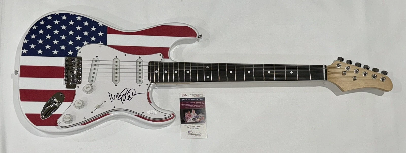 WAYNE KRAMER SIGNED USA FLAG ELECTRIC GUITAR MC5 PROOF LEGEND JSA COA