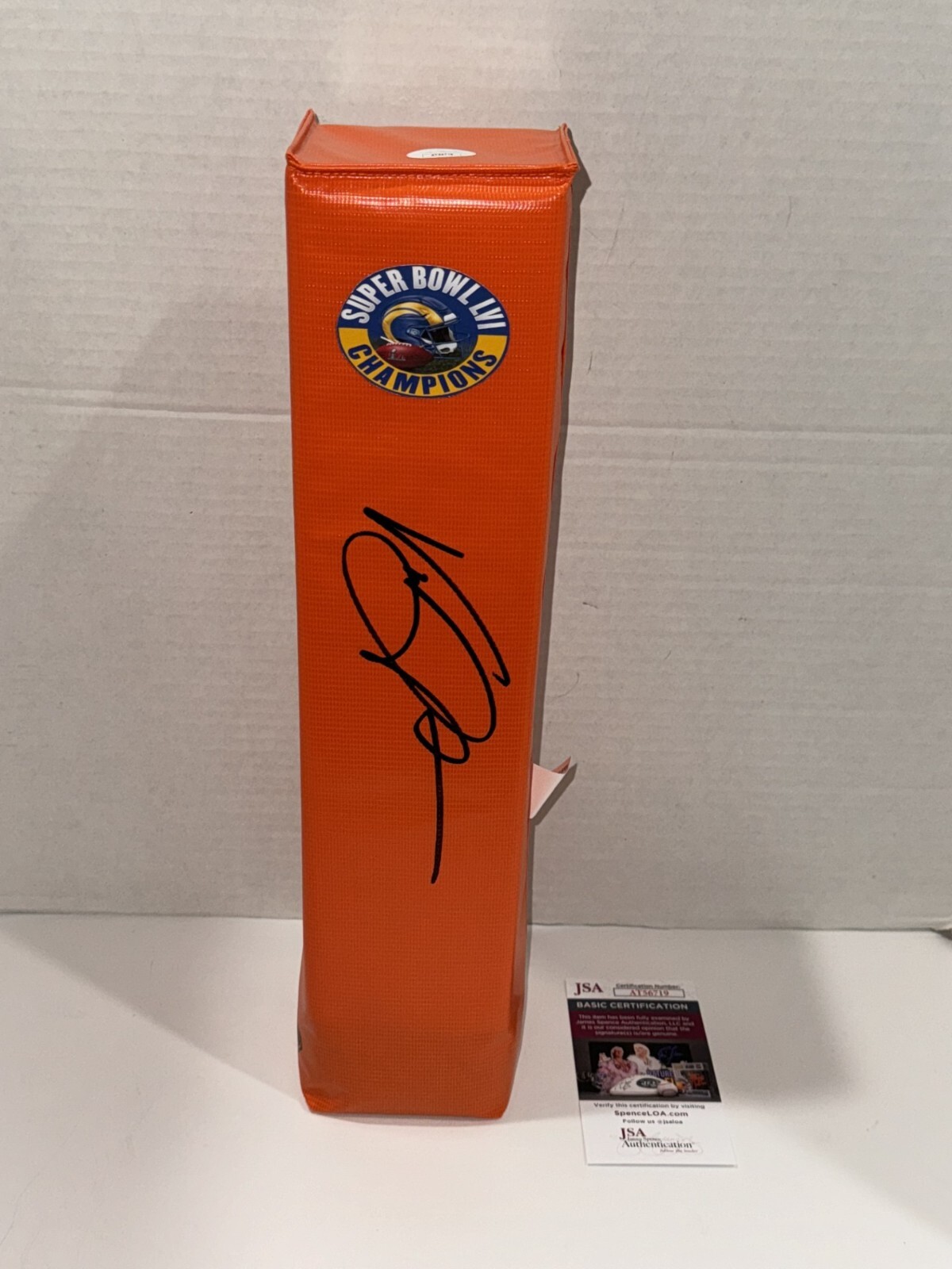 VAN JEFFERSON SIGNED TOUCHDOWN PYLON LA RAMS SUPER BOWL LVI CHAMPS JSA COA