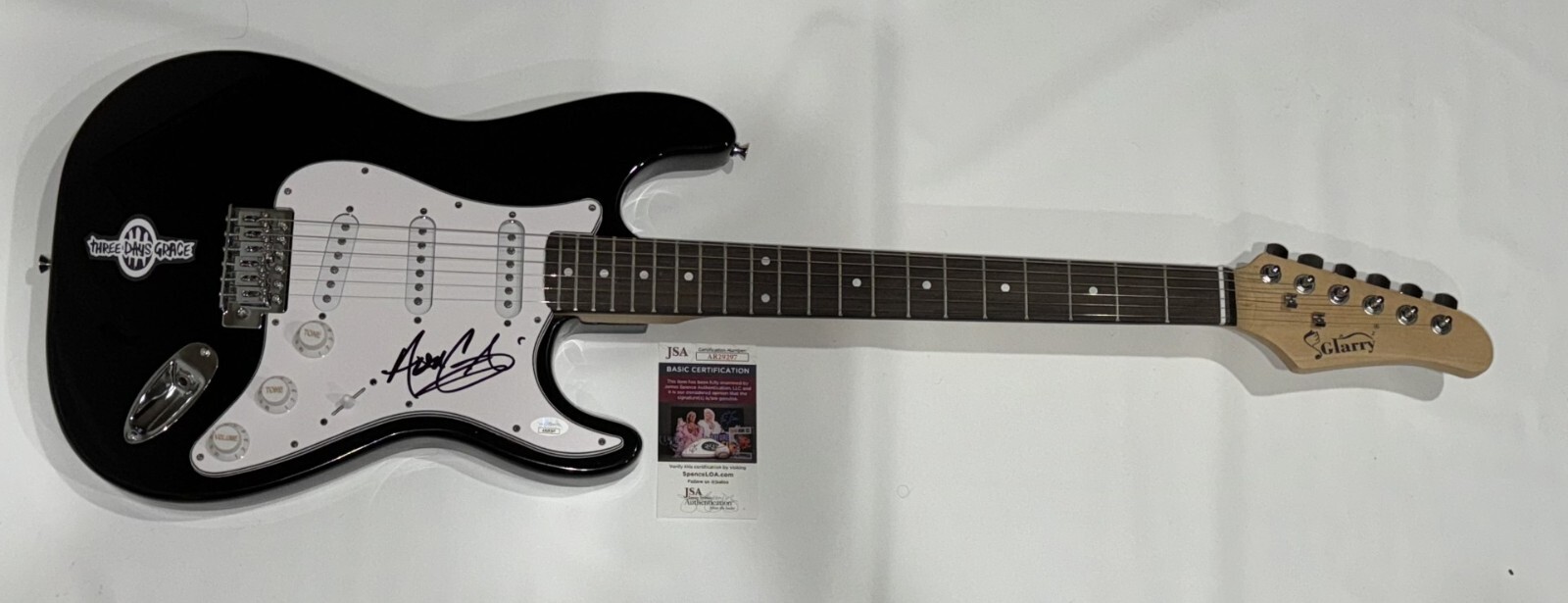 ADAM GONTIER SIGNED BLACK ELECTRIC GUITAR THREE DAYS GRACE JSA COA COLLECTIBLE MEMORABILIA