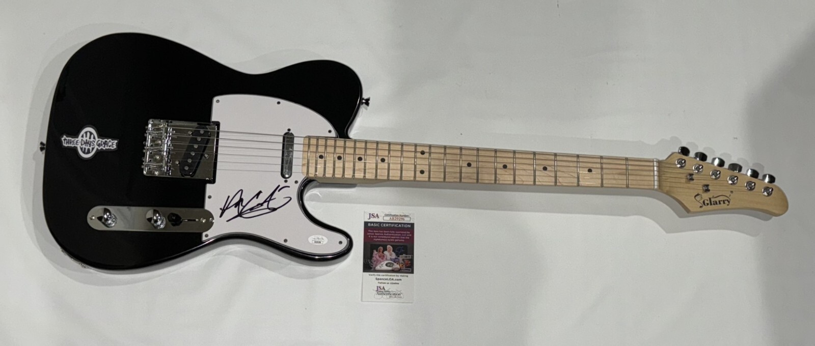 ADAM GONTIER SIGNED BLACK ELECTRIC GUITAR THREE DAYS GRACE JSA COA