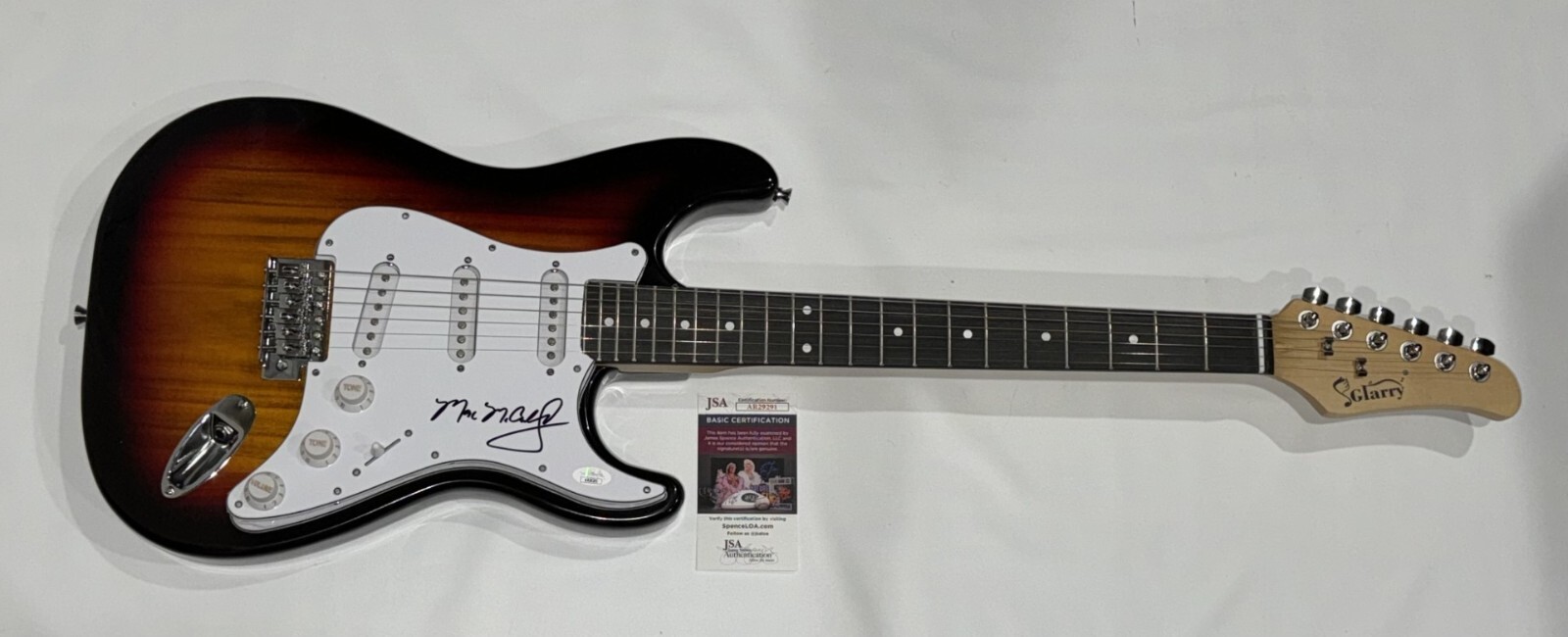 MAC MCANALLY SIGNED SUNBURST ELECTRIC GUITAR CORAL REEFER BAND JSA COA