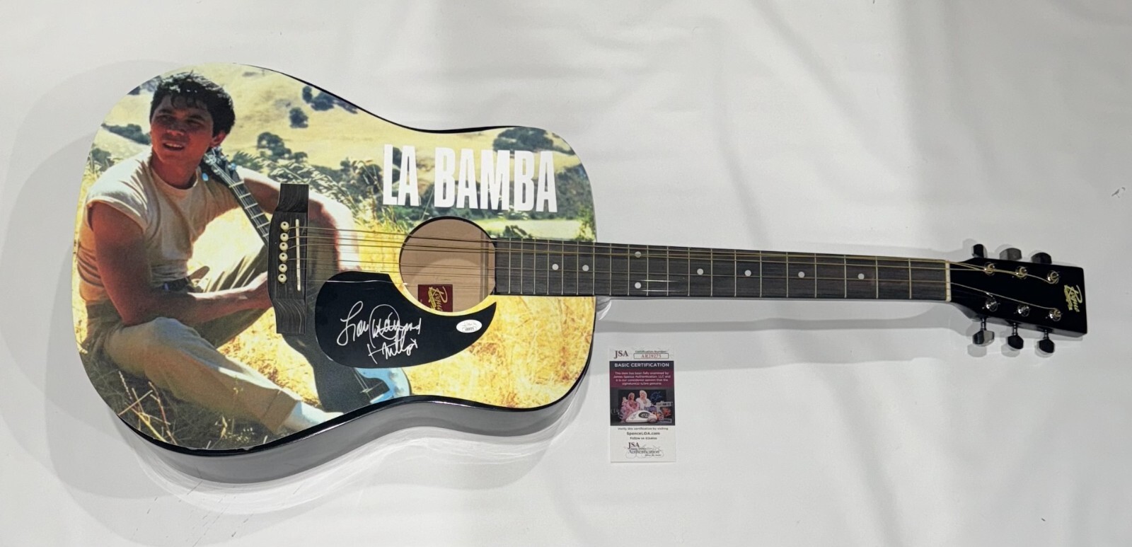 LOU DIAMOND PHILLIPS SIGNED CUSTOM ACOUSTIC GUITAR LA BAMBA JSA COA