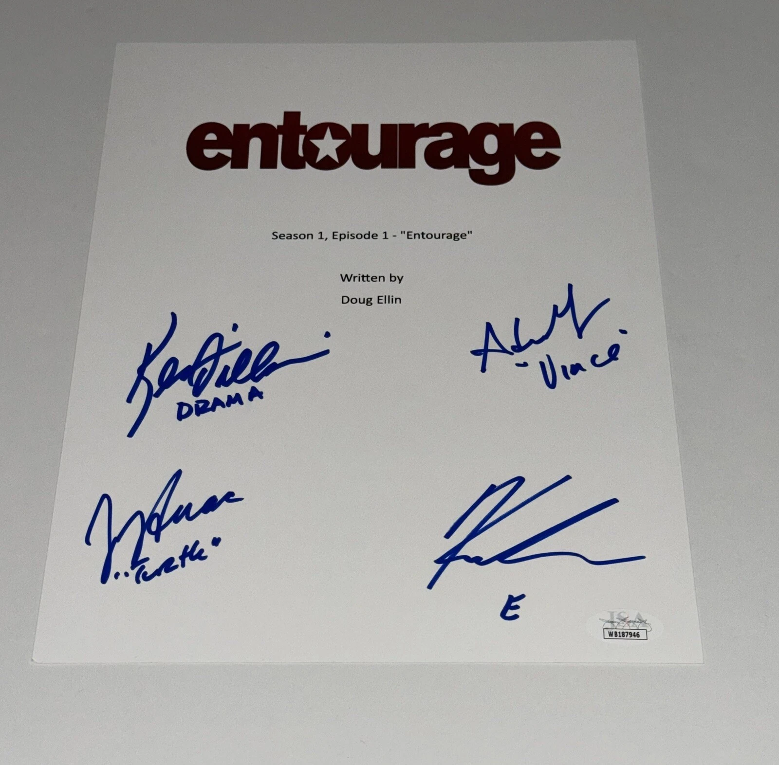 ENTOURAGE CAST SIGNED PILOT SCRIPT GRENIER CONNOLLY DILLON FERRARA JSA COA