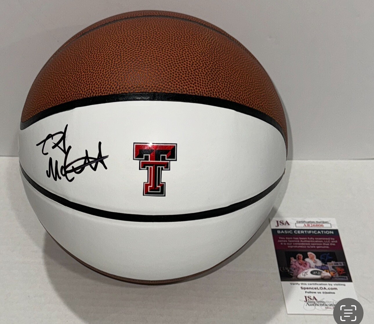 GRANT MCCASLAND SIGNED BASKETBALL TEXAS TECH RED RAIDERS JSA COA