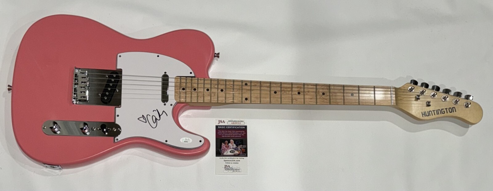 ORIANTHI PANAGARIS SIGNED PINK ELECTRIC GUITAR MICHAEL JACKSON JSA COA