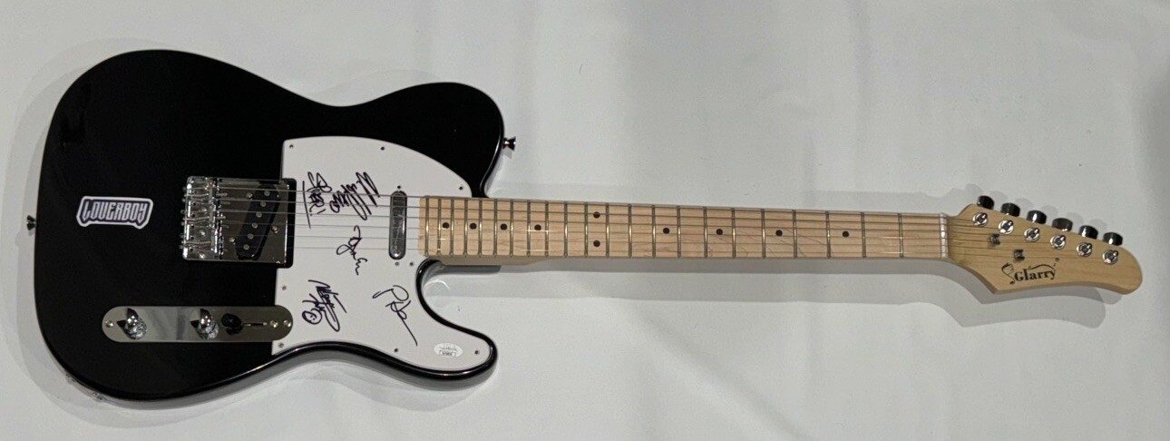 LOVERBOY SIGNED BLACK ELECTRIC GUITAR MIKE RENO JOHNSON FRENETTE DEAN 5X JSA COA