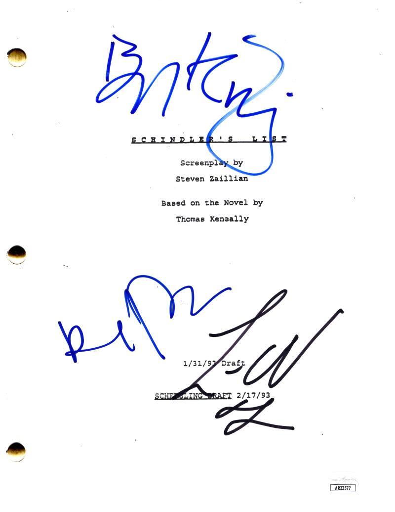 Liam Neeson Ralph Fiennes Kingsley Signed Autograph Schindler's List Script JSA