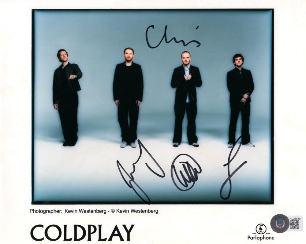 Coldplay Full Band Complete Signed Autograph 8x10 Photo w/ Chris Martin Beckett