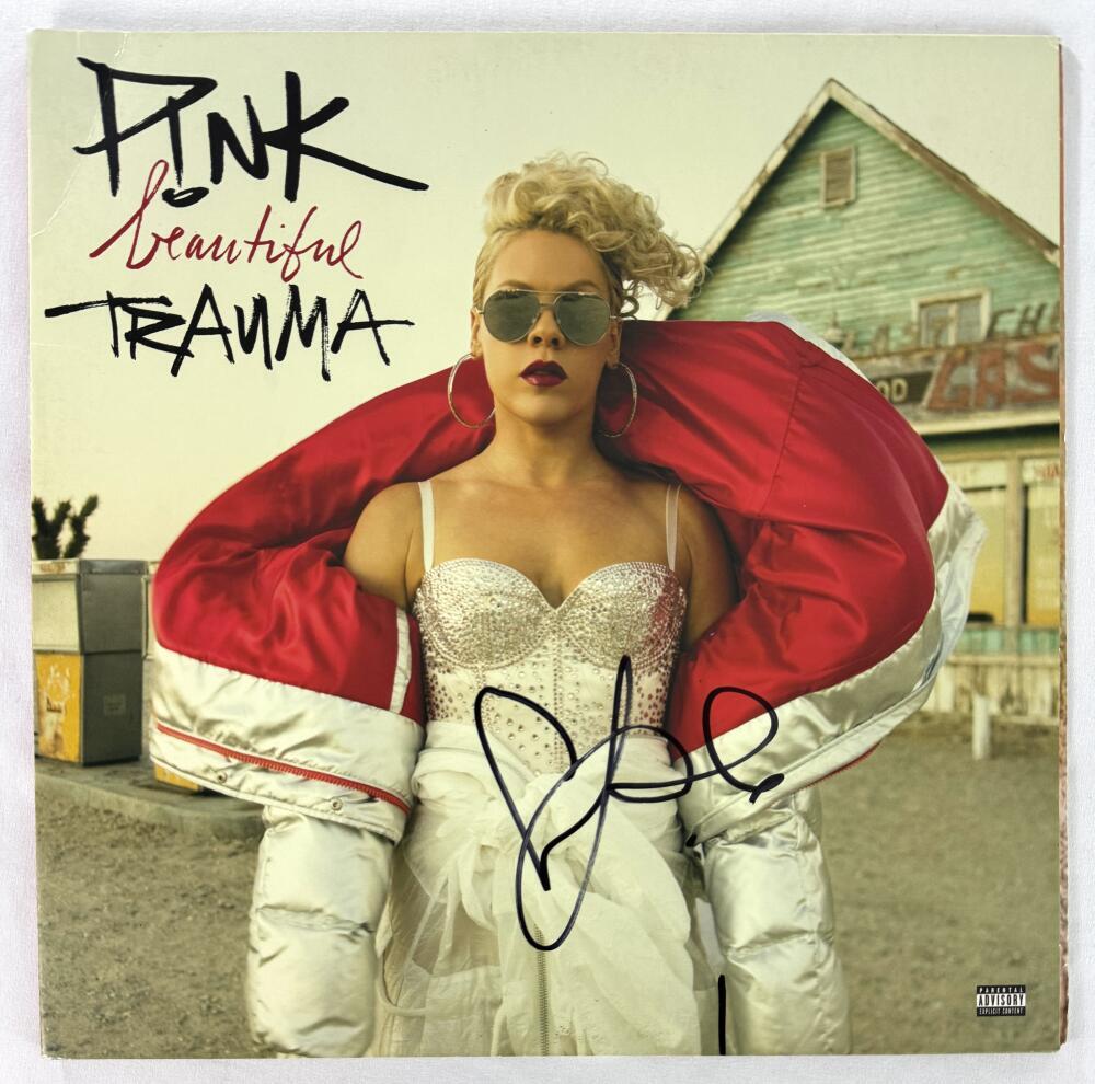 Pink P!nk Signed Autograph Album Vinyl Record LP - Beautiful Trauma Beckett COA