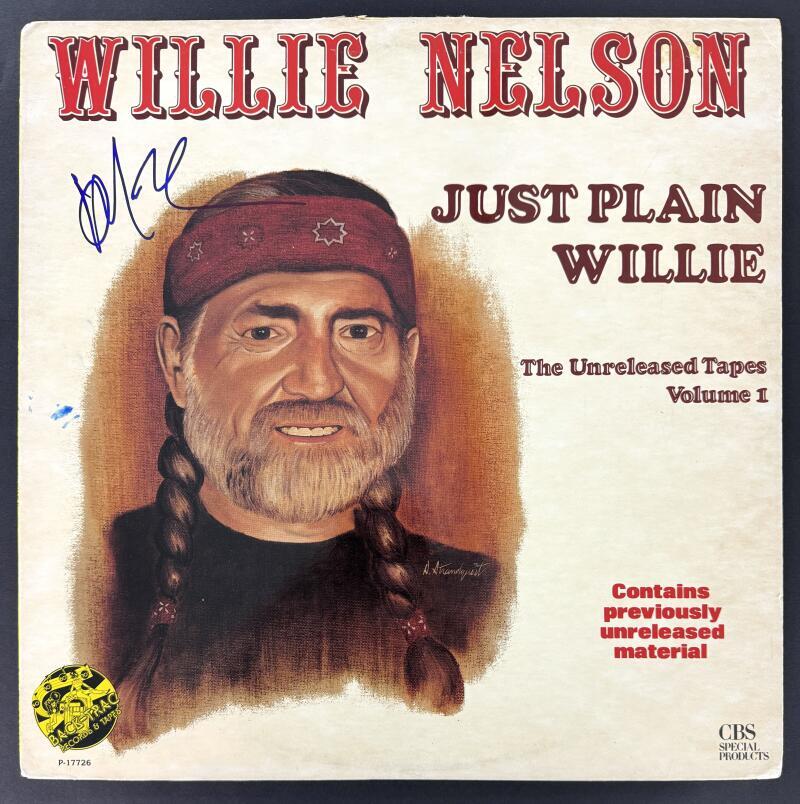 WILLIE NELSON SIGNED AUTOGRAPH ALBUM VINYL RECORD LP – JUST PLAIN WILLIE JSA COA COLLECTIBLE MEMORABILIA