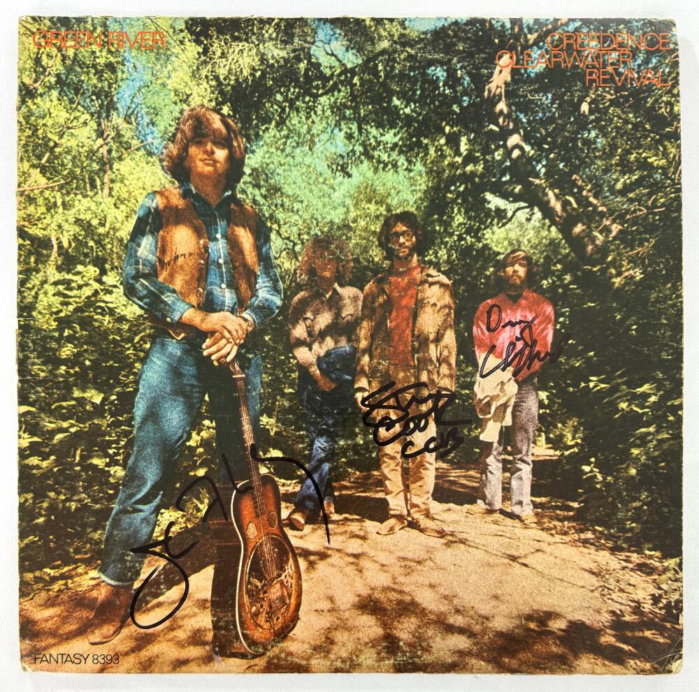 Creedence Clearwater Revival CCR x3 Signed Autograph Album Vinyl Record JSA COA