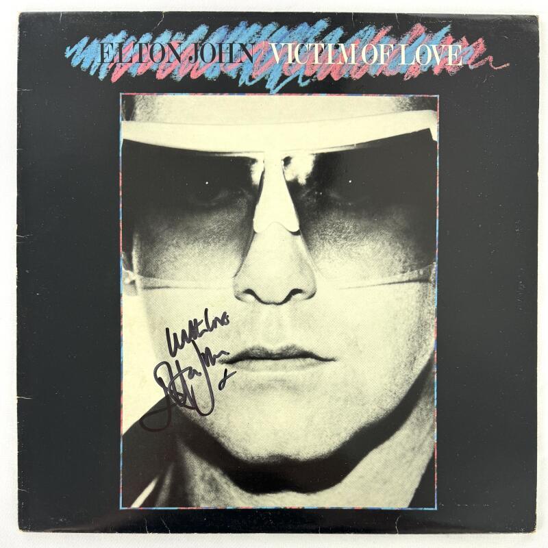 Elton John Signed Autograph Album Vinyl Record LP - Victim of Love Beckett COA