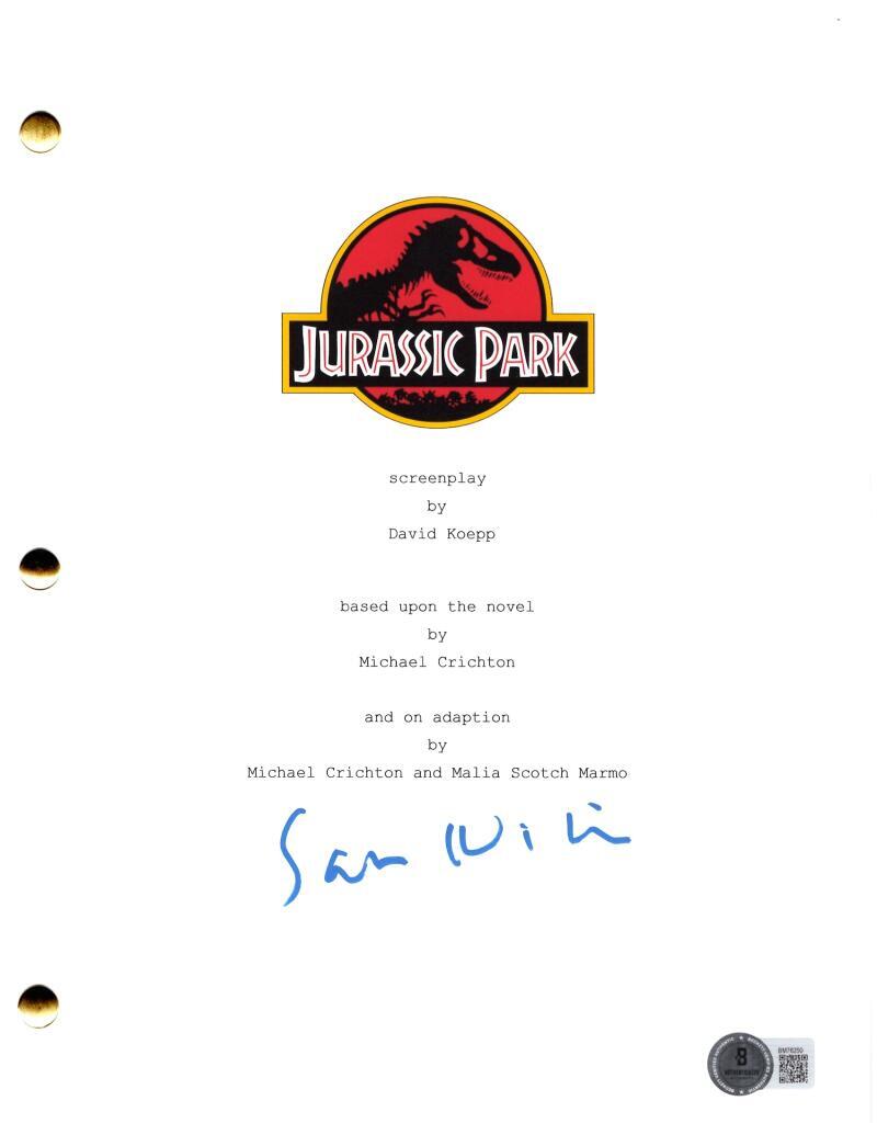 Sam Neill Signed Autograph Jurassic Park Full Movie Script Screenplay w/ Beckett