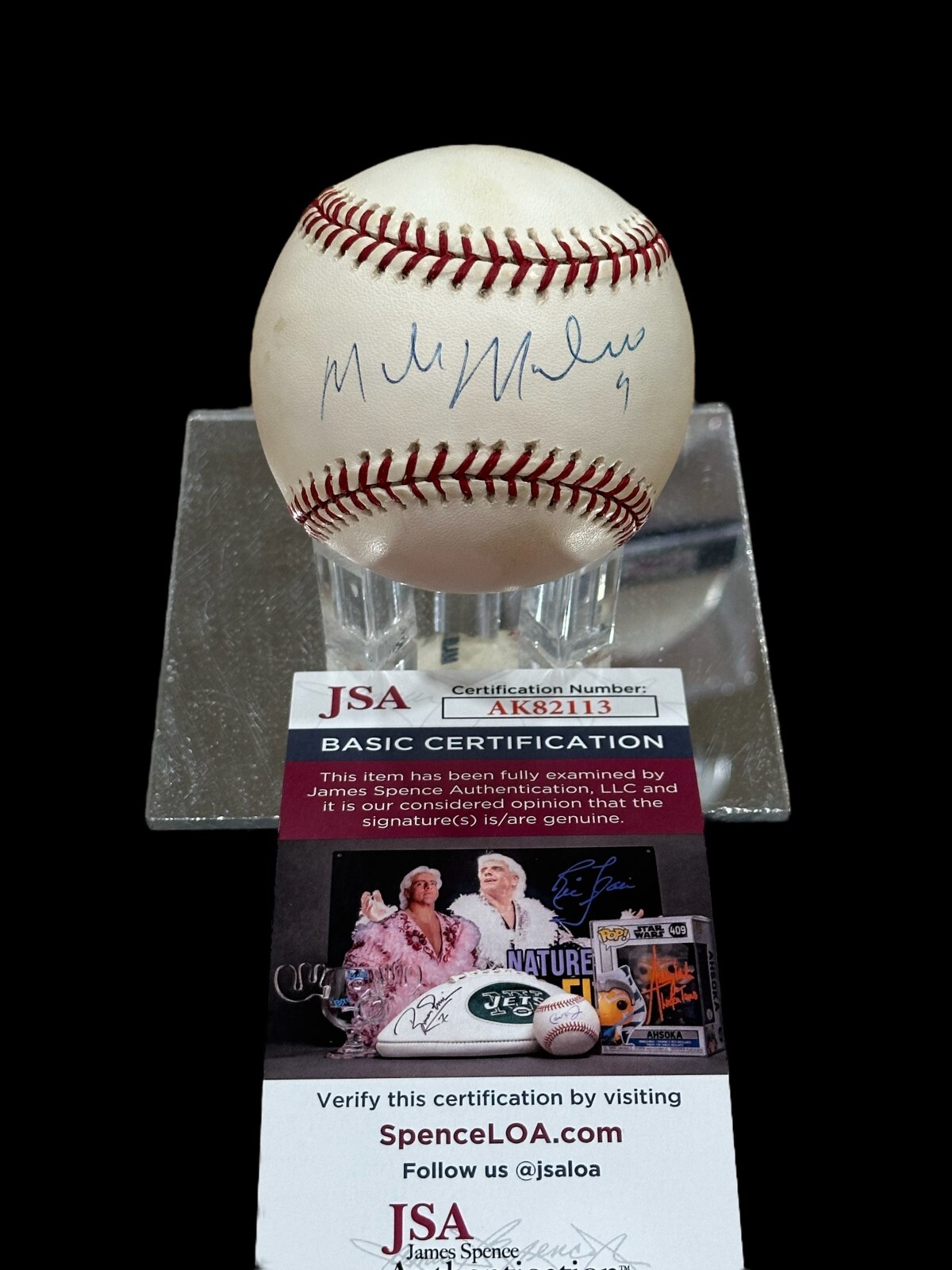 Mike Modano Dallas Stars Olympic Silver Medal HOF Signed Autograph Baseball JSA