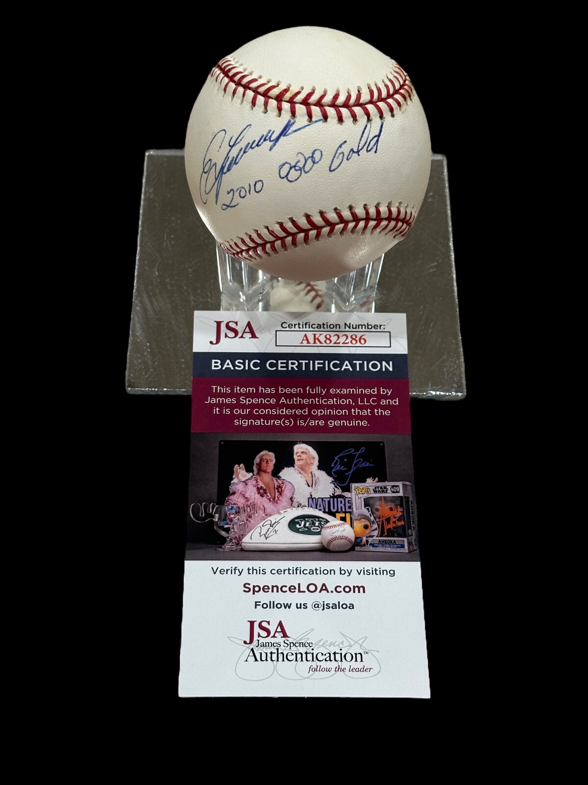 Evan Lysacek Olympic Gold Figure Skater HOF Signed Autograph Baseball JSA