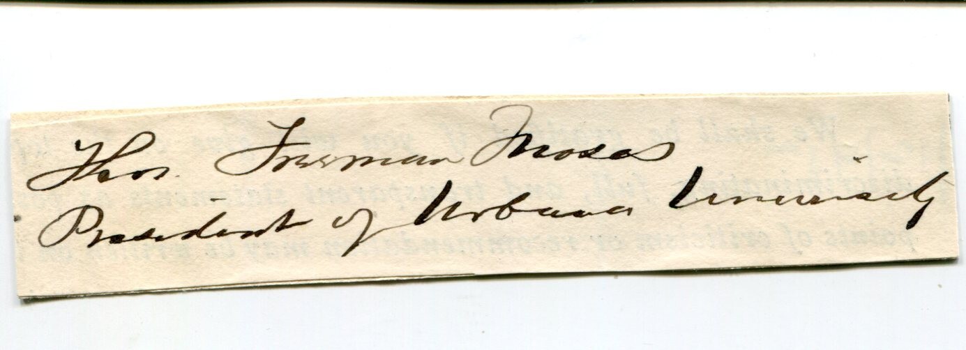 Thomas Freeman Moses President Urbana University Civil War DR Signed Autograph