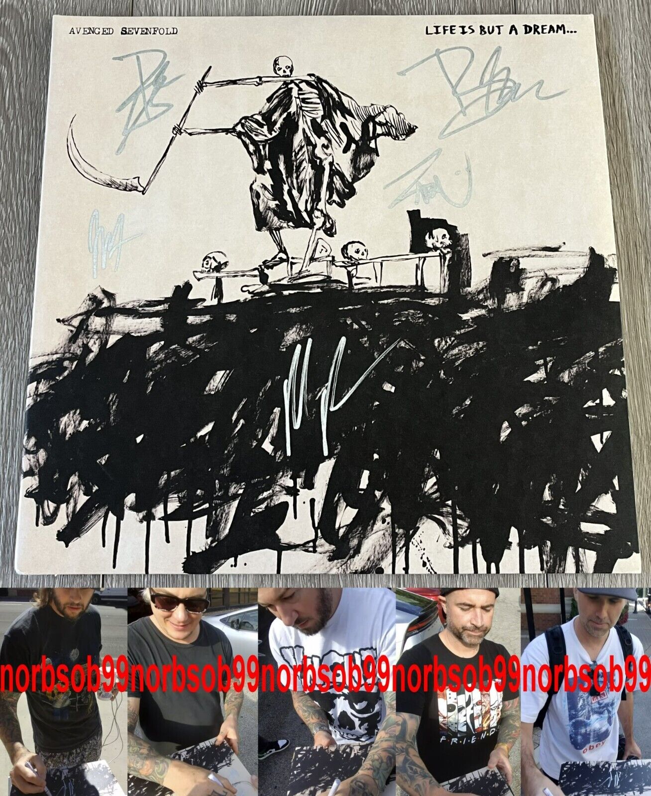 AVENGED SEVENFOLD SIGNED LIFE IS BUT A DREAM VINYL M. SHADOWS +4 w/EXACT PROOF