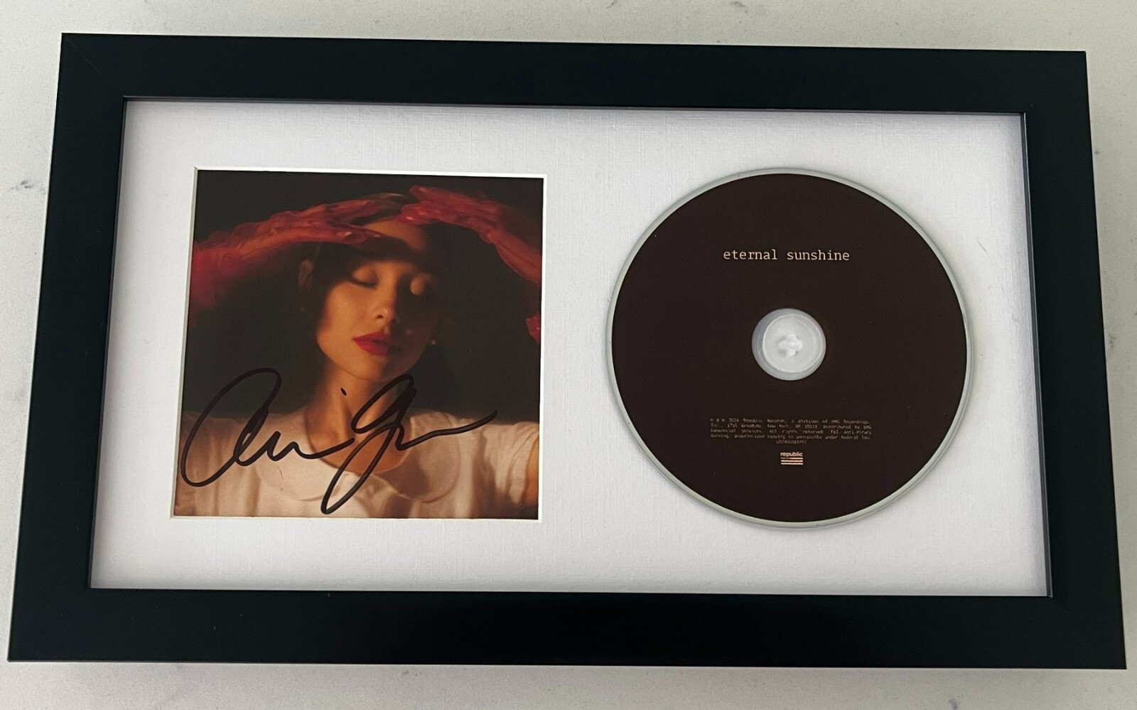 ARIANA GRANDE SIGNED AUTOGRAPH ETERNAL SUNSHINE FRAMED & MATTED CD & BECKETT COA