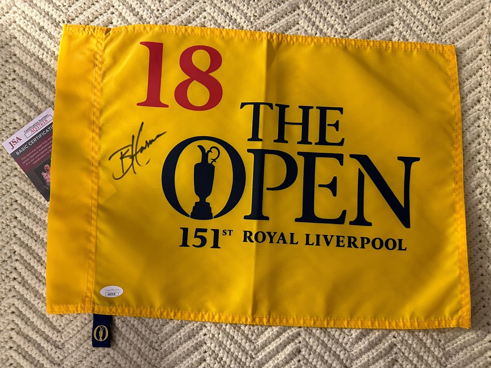 Brian Harman SIGNED The British Open Golf Flag JSA Authenticated COA 2023 151st