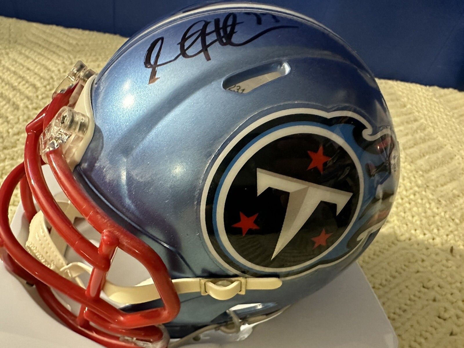 Steve Hutchinson Signed Flash Mini Helmet Autographed Tennessee Titans