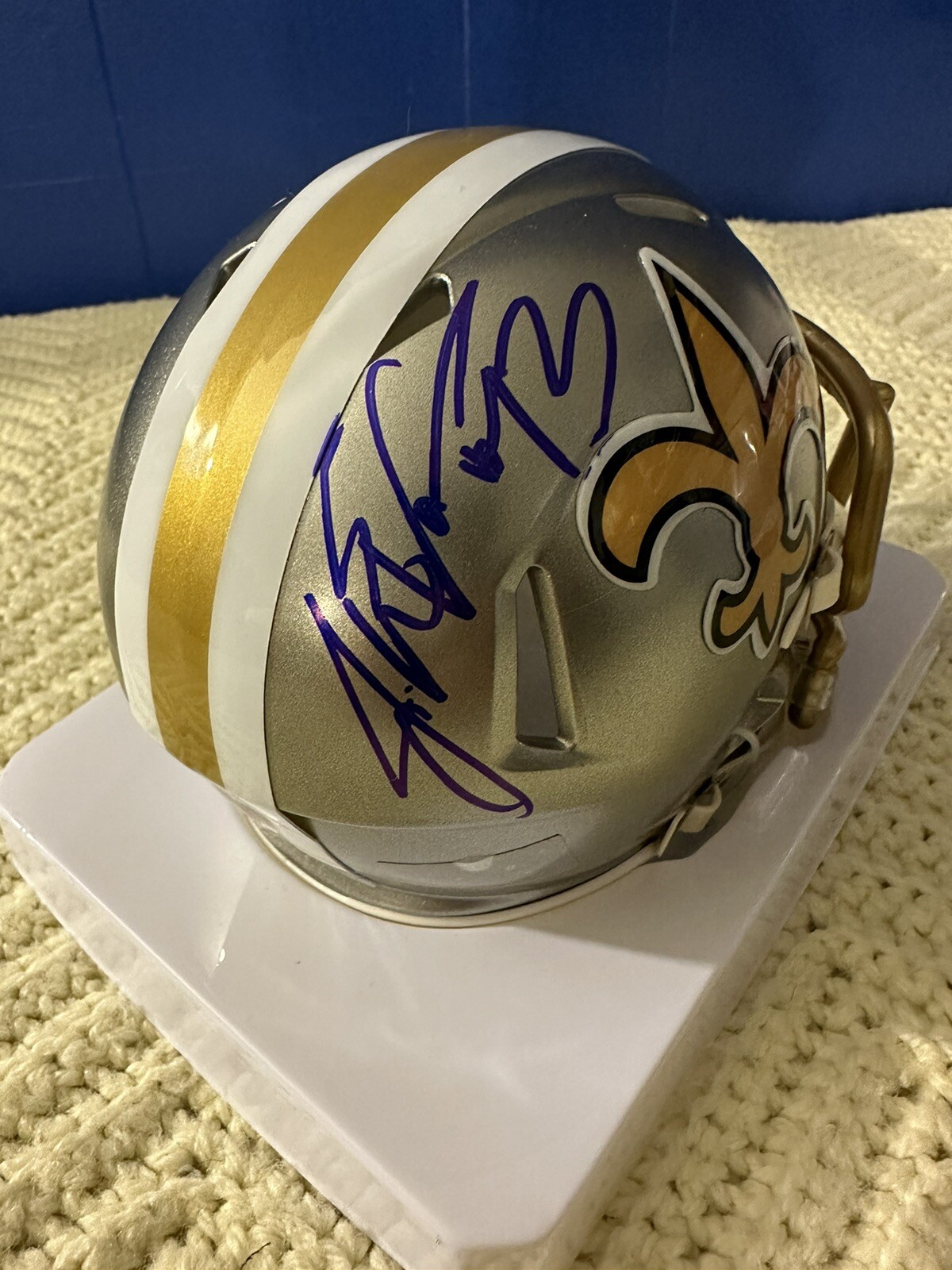 Jahri Evans Signed New Orleans Saints Mini Helmet Autographed