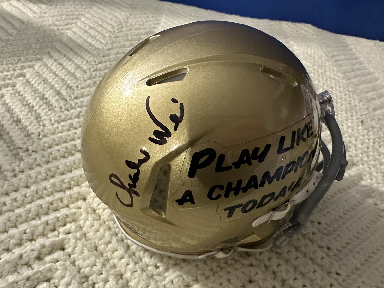 Charlie Weis Signed Mini Helmet Notre Dame Irish Play Like A Champion