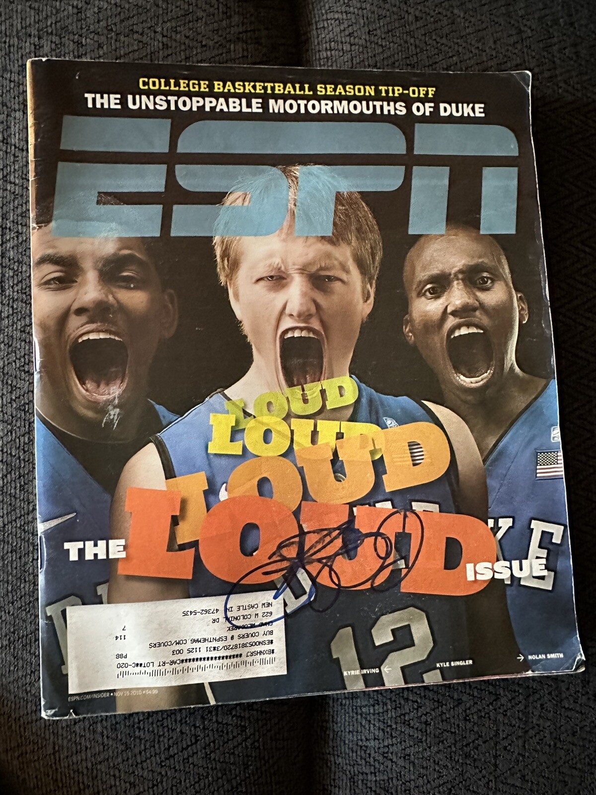Kyle Singler Signed ESPN The Magazine Duke Smeared November 15, 2010 11/15/10