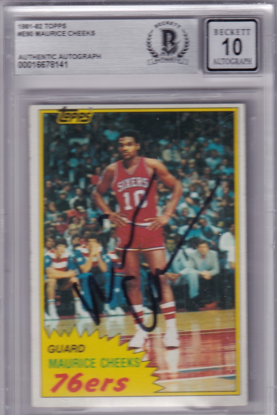 MAURICE CHEEKS signed (1981-82 TOPPS) 76ers #E90 card BECKETT BAS 00016678141