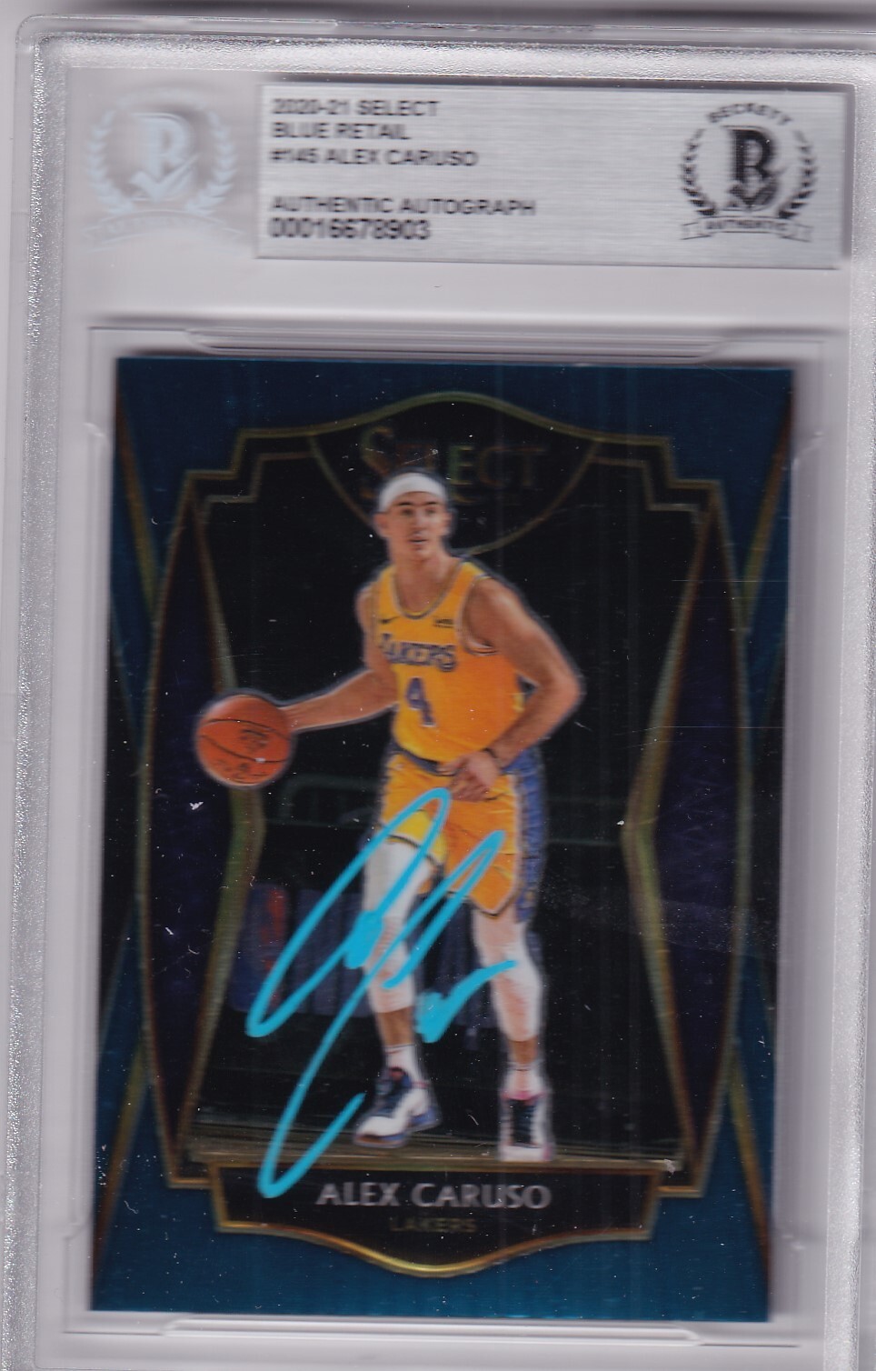 ALEX CARUSO signed (2020-21 SELECT BLUE) #145 Lakers basketball card BECKETT BAS