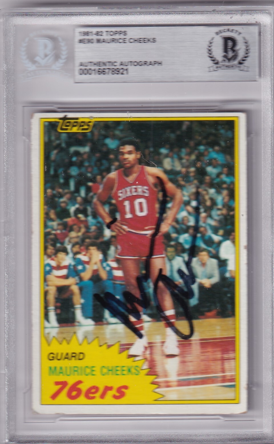MAURICE CHEEKS signed (1981-82 TOPPS) 76ers #E90 card BECKETT BAS 00016678921