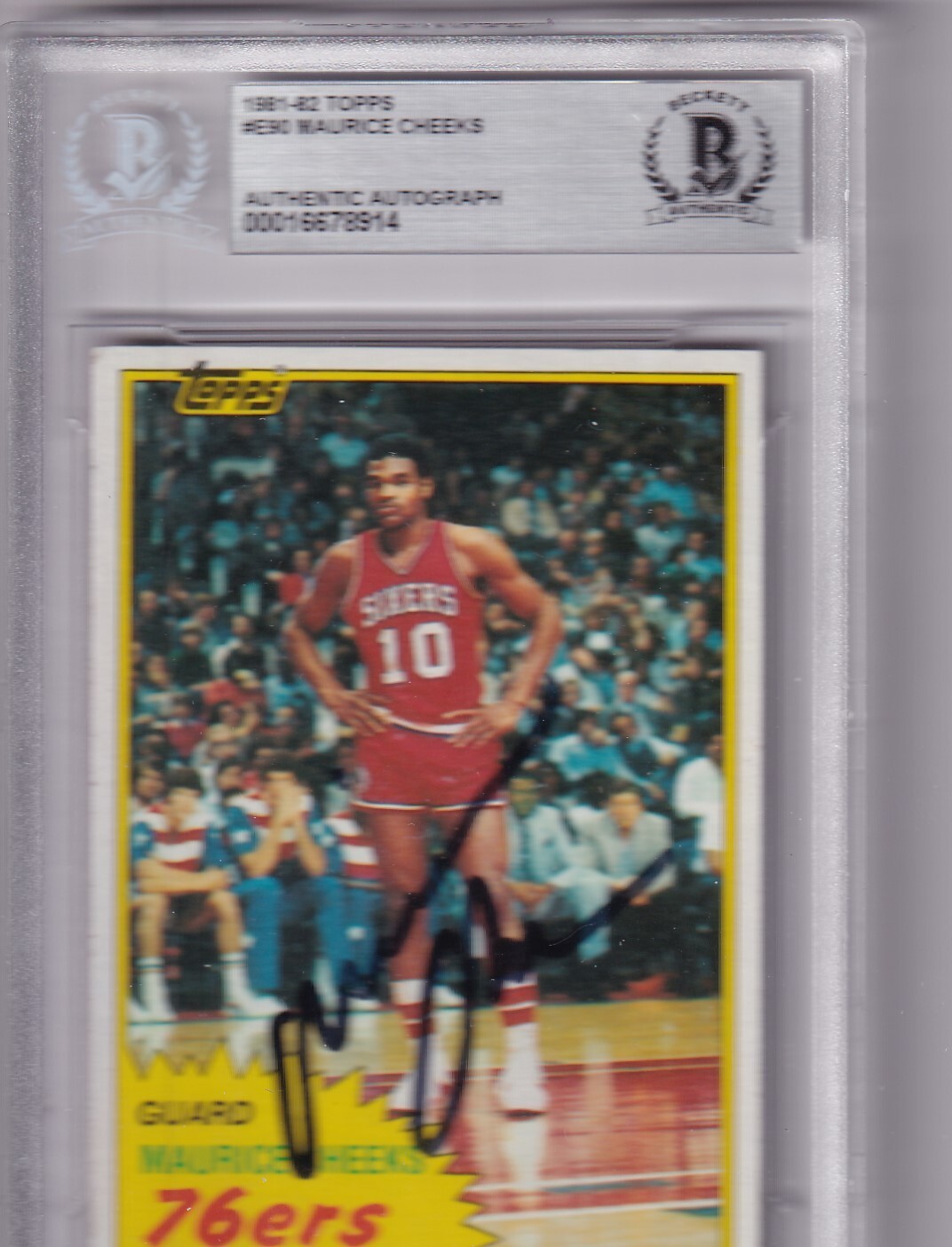 MAURICE CHEEKS signed (1981-82 TOPPS) 76ers #E90 card BECKETT BAS 00016678914