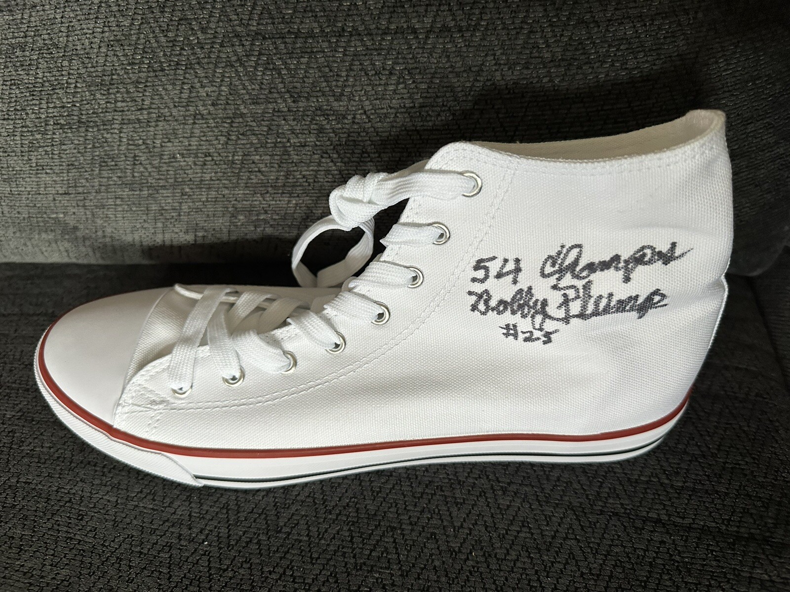1954 MILAN INDIANS BOBBY PLUMP SIGNED CONVERSE CHUCK TAYLOR SHOE HOOSIERS COLLECTIBLE MEMORABILIA