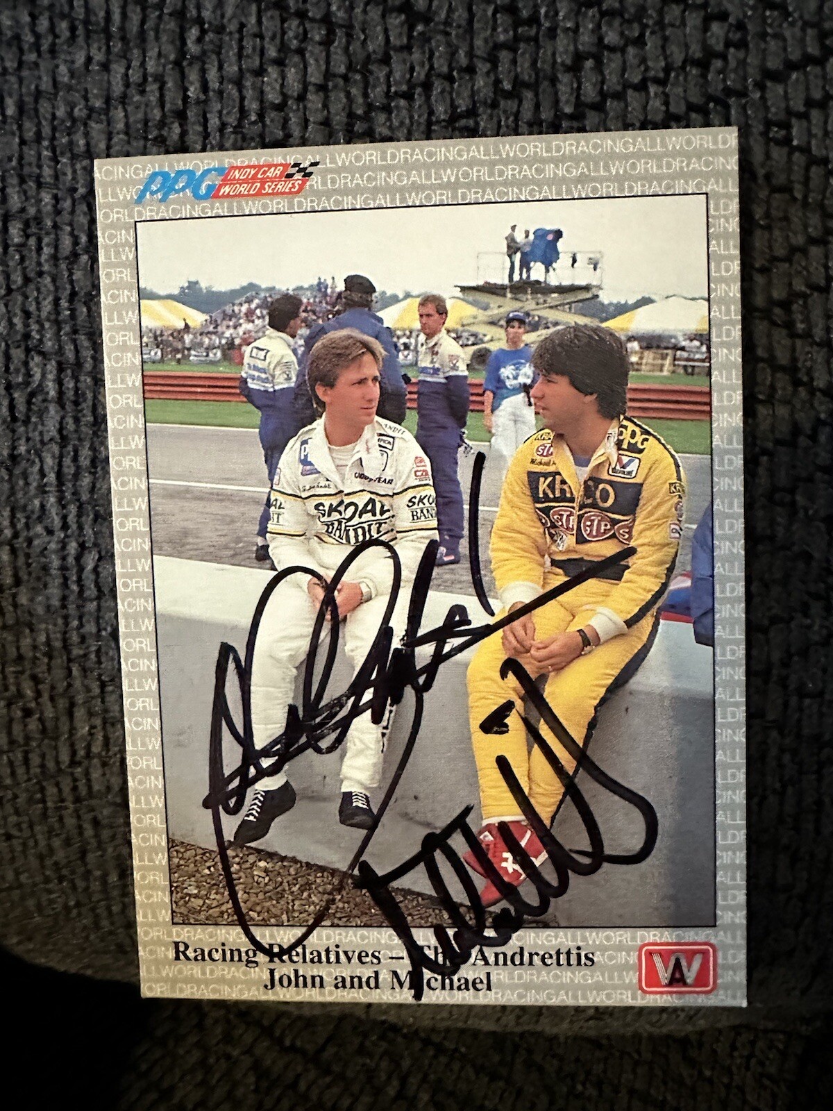 Signed Trading Card Indy 500 Car Mario & Michael & John Andretti Autographed