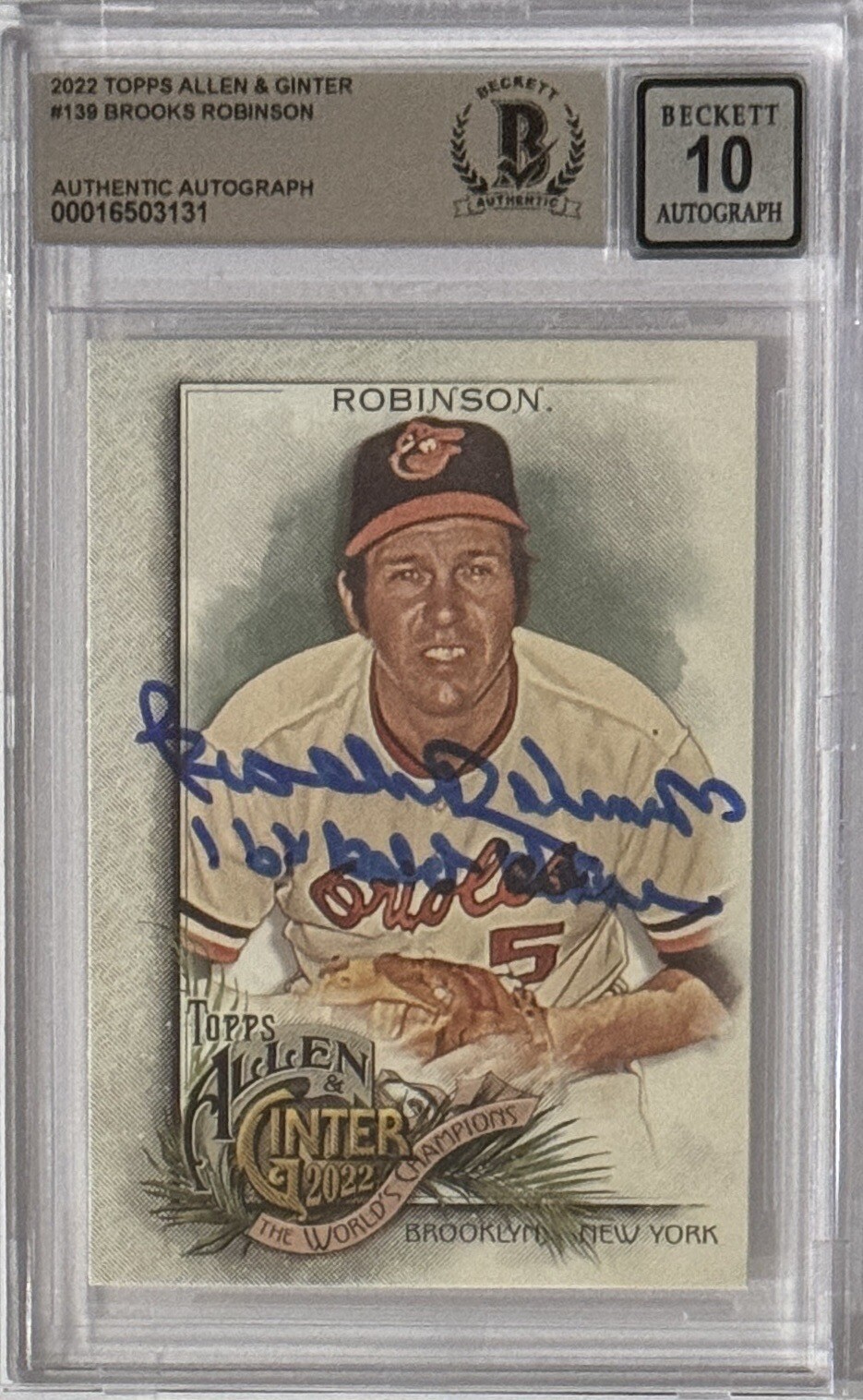 2022 TOPPS ALLEN & GINTER BROOKS ROBINSON BAS BECKETT BGS 10 SIGNED AUTOGRAPHED