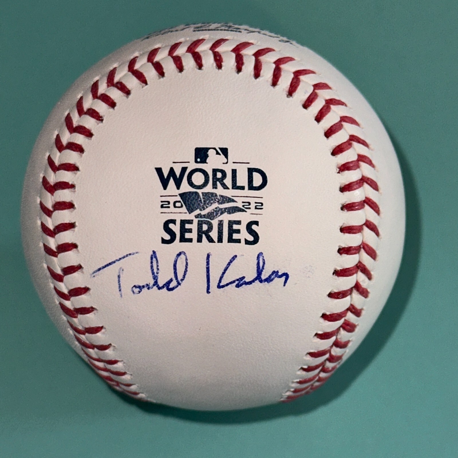 TODD KALAS (Astros) Signed Official 2022 WORLD SERIES Baseball Beckett (BAS)
