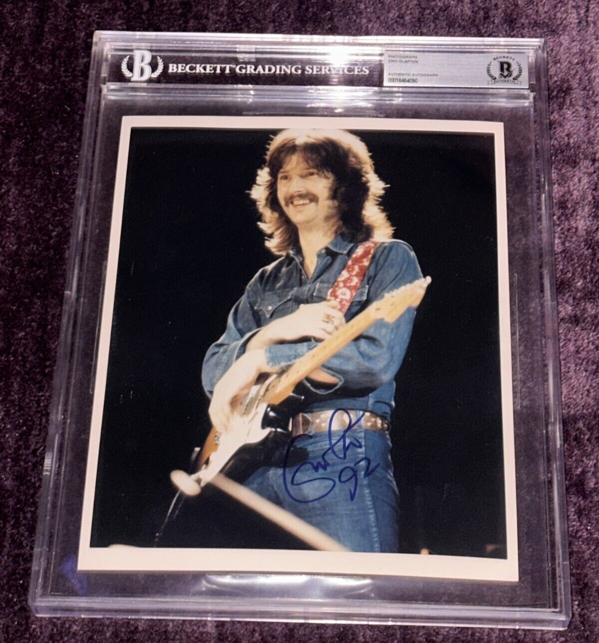ERIC CLAPTON Signed 8 X 10 Concert PHOTO BAS Beckett Auth & Encapsulated