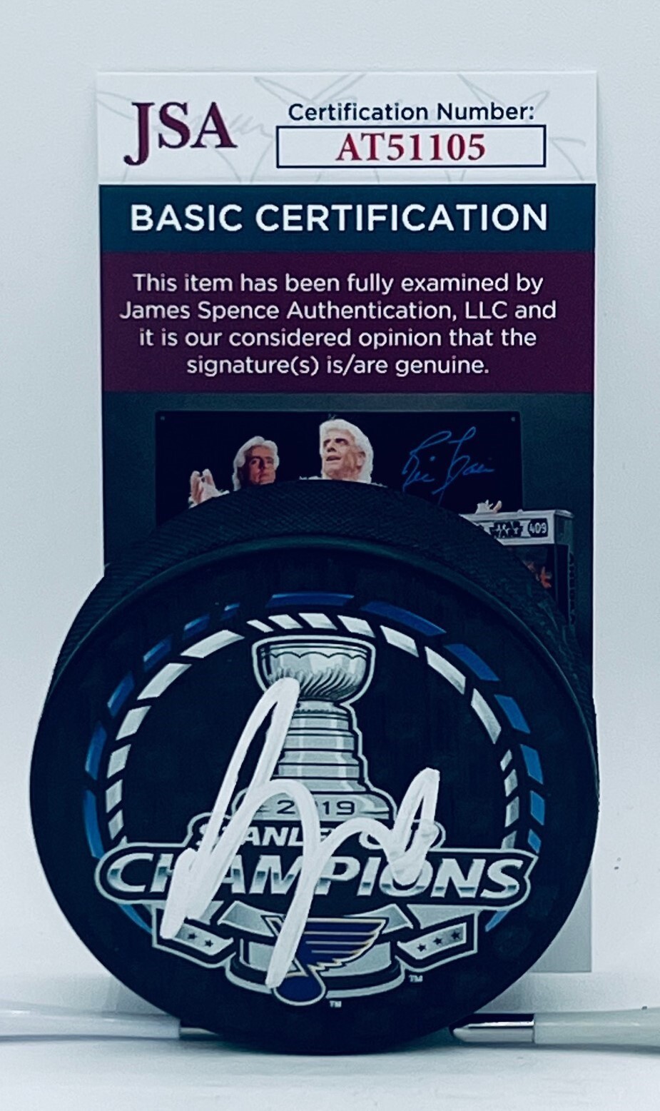 Brayden Schenn signed St. Louis Blues 2019 Stanley Cup Champs Puck JSA