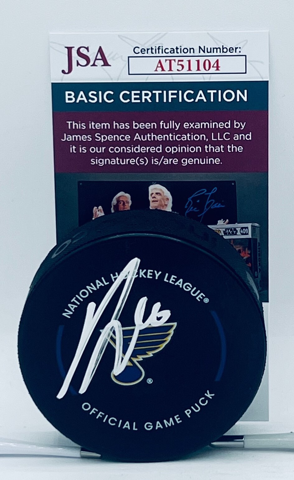 Brayden Schenn signed St. Louis Blues Official Game Puck autographed JSA