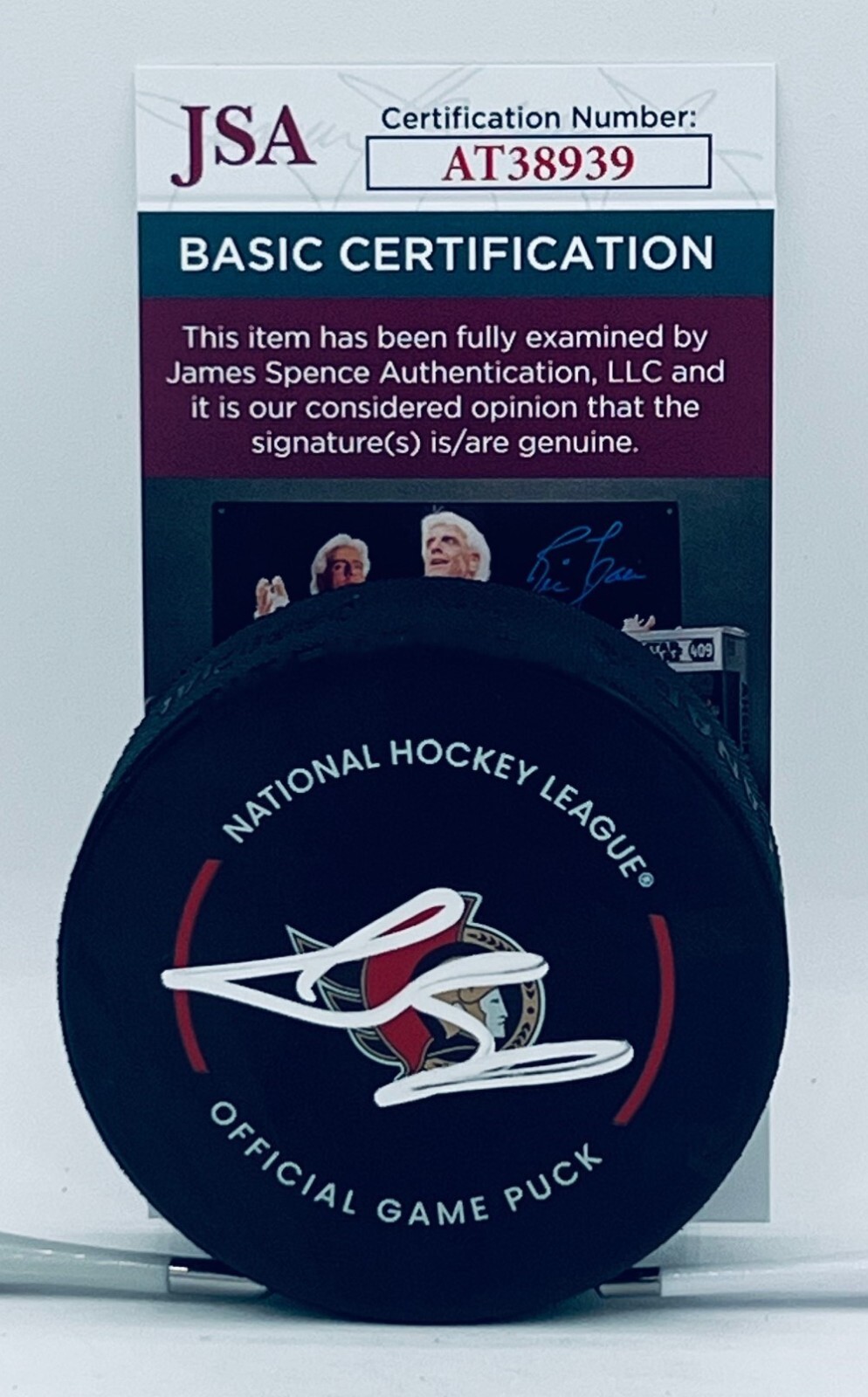 Jacob Bernard-Docker signed Ottawa Senators Official Game Puck autographed JSA