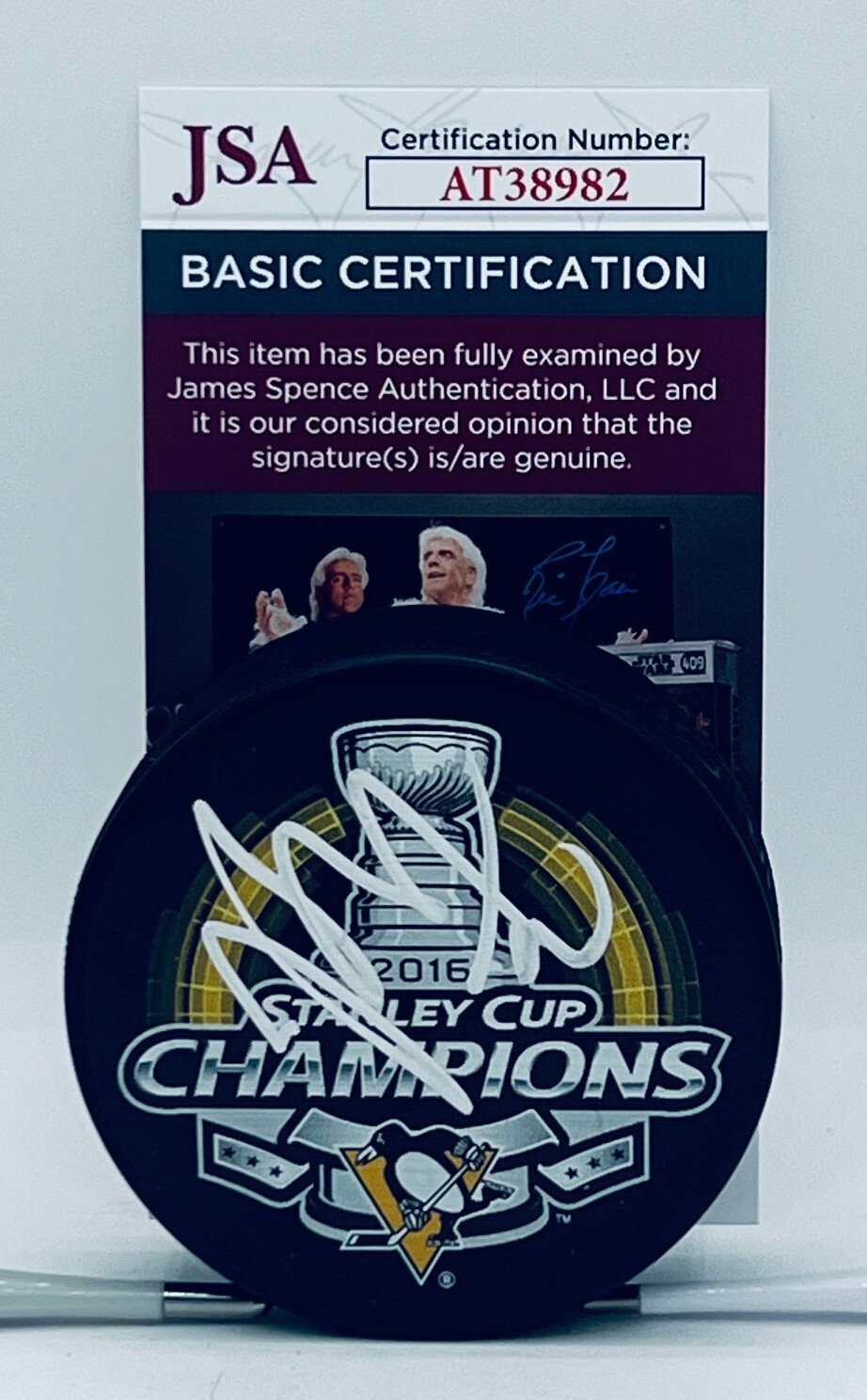 Jacques Martin signed Pittsburgh Penguins 2016 Stanley Cup Champs Puck JSA