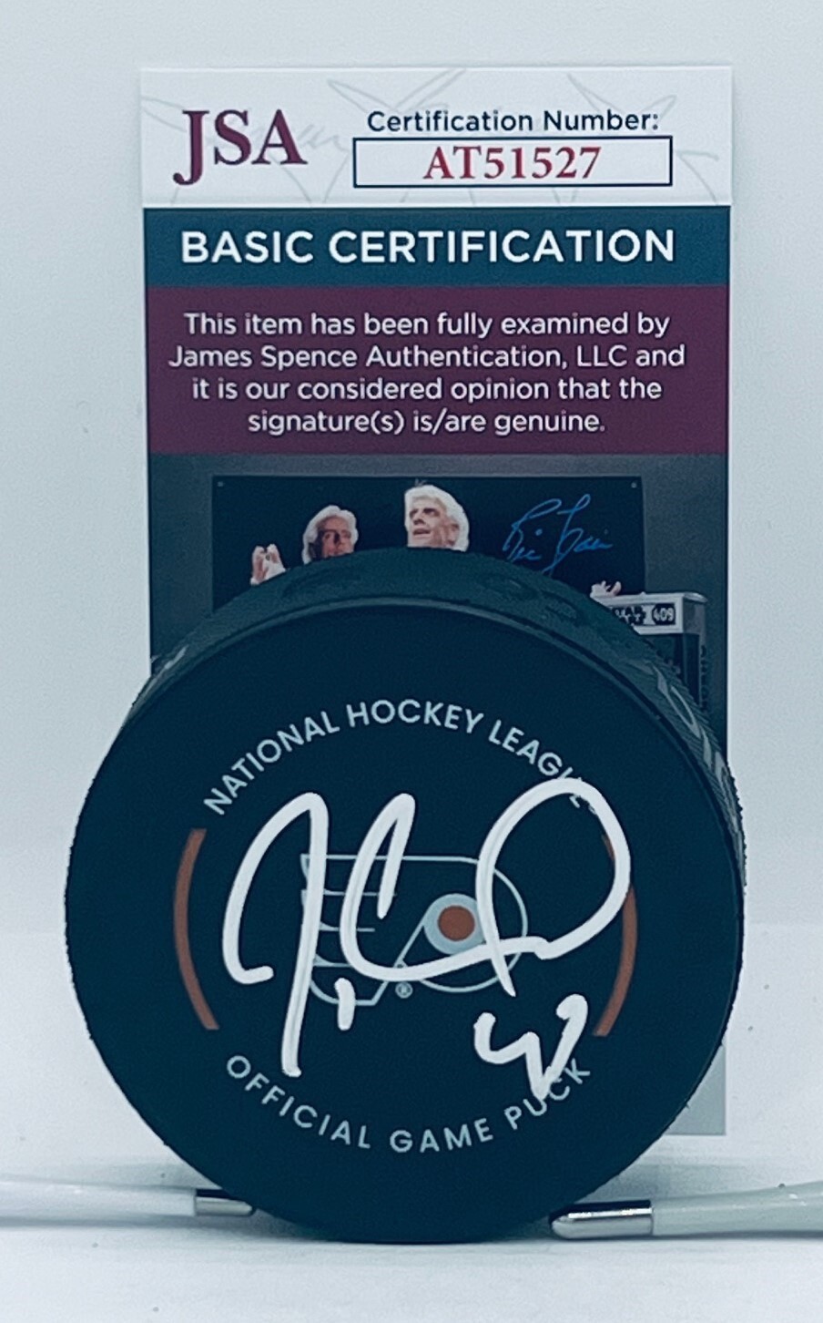 Jeremy Roenick signed Philadelphia Flyers Official Game puck autographed 2 JSA