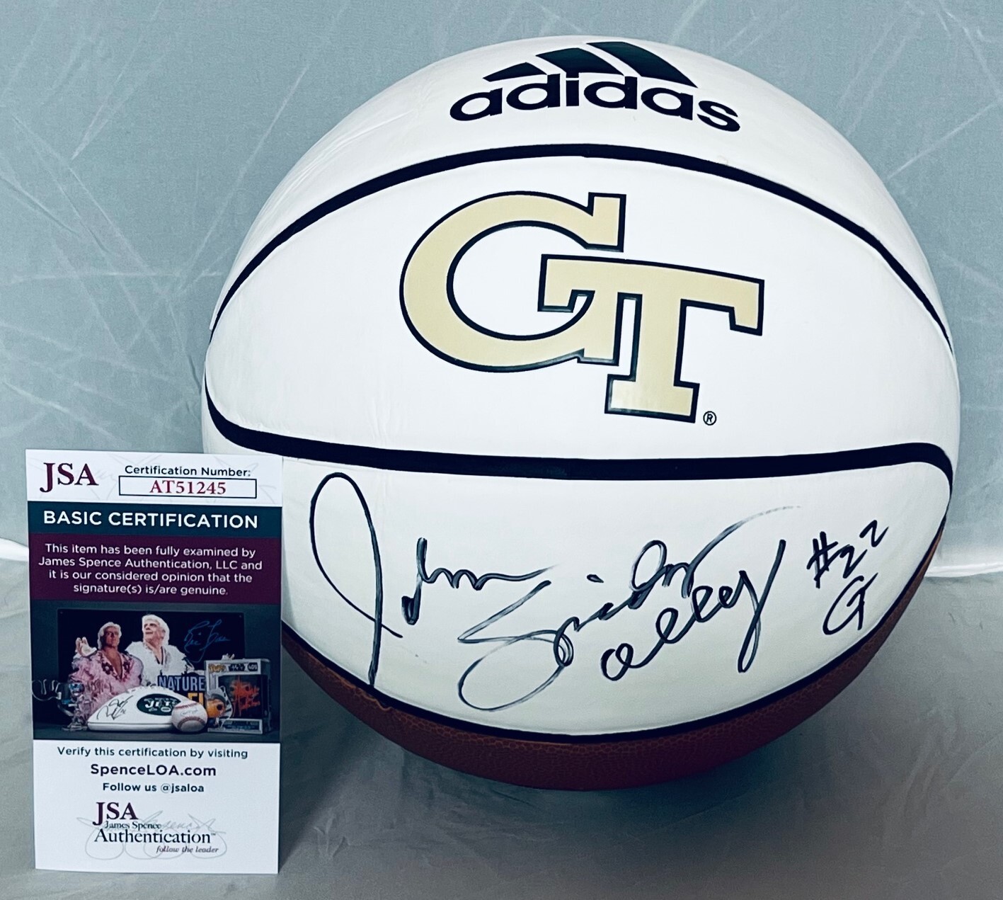 John Salley signed Georgia Tech Yellow Jackets Logo Basketball autographed JSA