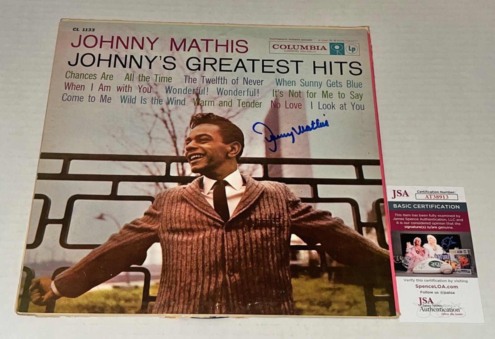 Johnny Mathis signed Johnny's Greatest Hits Album Vinyl autographed #2 JSA COA