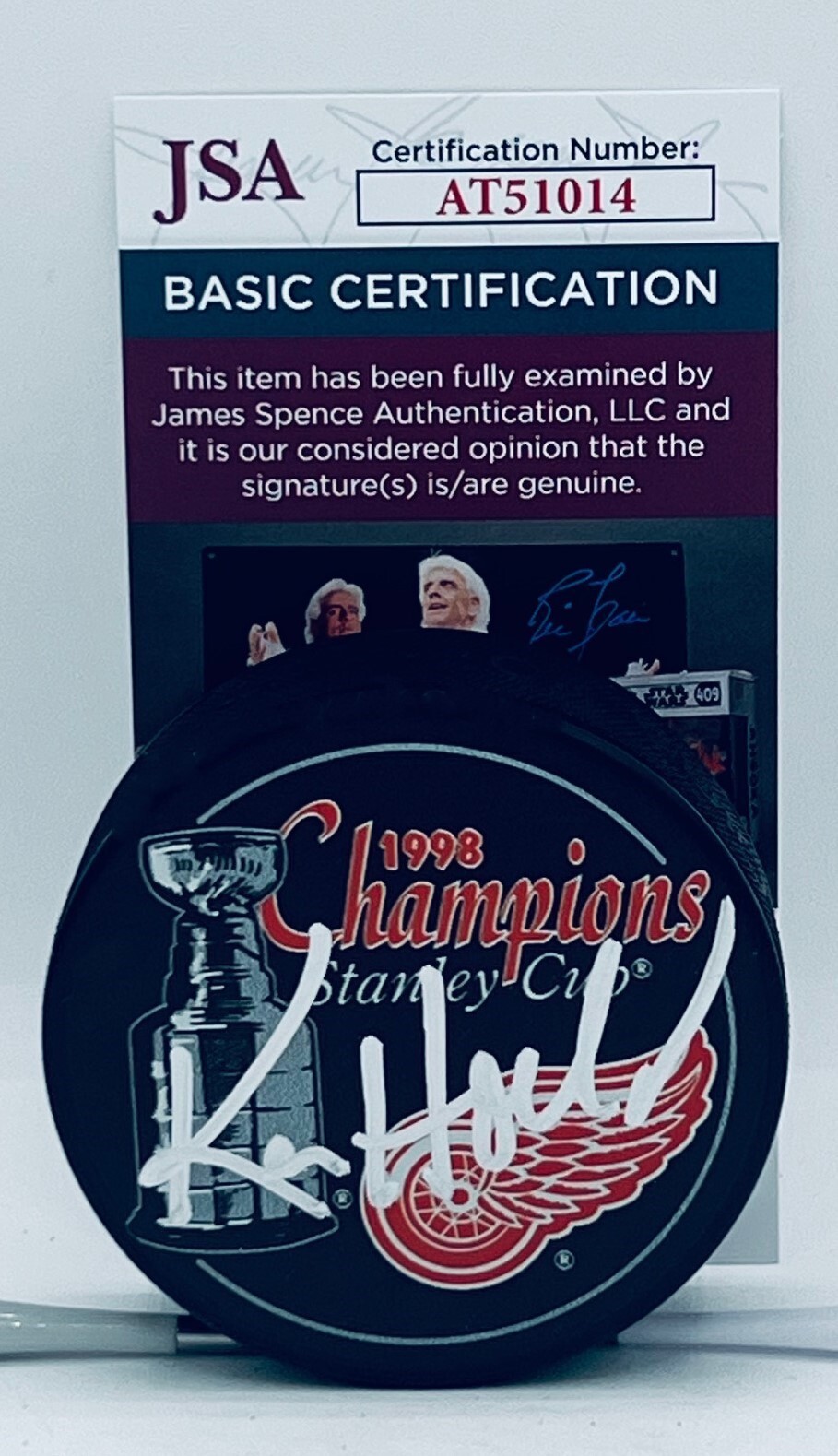 Ken Holland signed Detroit Red Wings 1998 Stanley Cup Champs Puck JSA