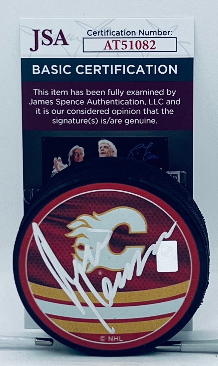 Mike Keenan signed Calgary Flames Reverse Retro Puck autographed JSA