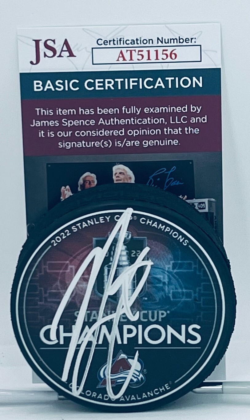 Nazem Kadri signed Colorado Avalanche 2022 Stanley Cup Champs Puck JSA