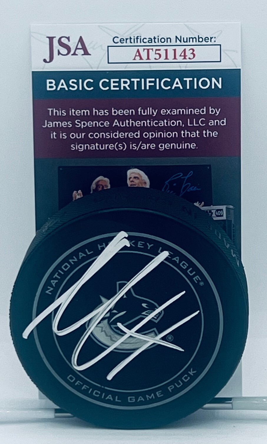 Nils Hoglander signed Vancouver Canucks Official Game Puck autographed JSA COA