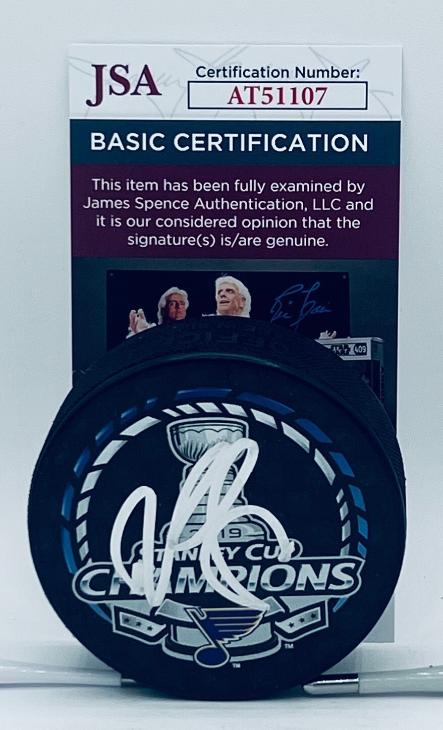 Robert Bortuzzo signed St. Louis Blues 2019 Stanley Cup Champs Puck JSA